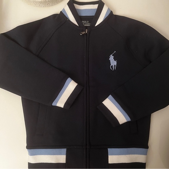 Polo Ralph Lauren Other - Polo Ralph Lauren Navy Blue zip light Jacket with light blue and white accents
